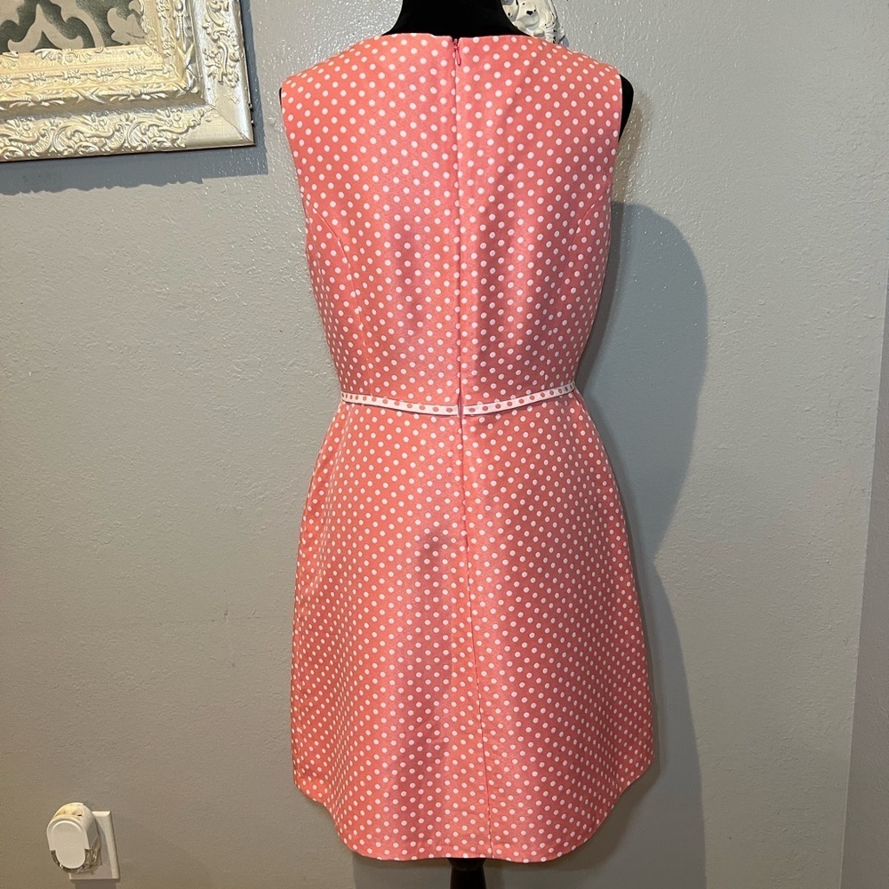 Tahari Pink Polka Dot Sleeveless Dress - Picture 9 of 11